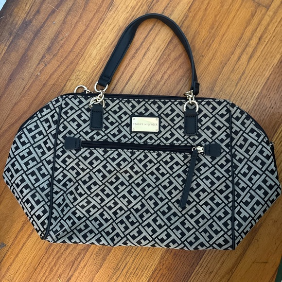 Tommy Hilfiger Black and Tan Satchel - Picture 1 of 10
